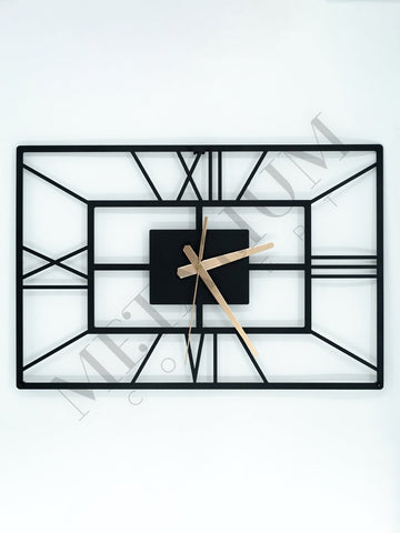 Yatay Roma Rakamlı Metal Duvar Saati 60x40cm