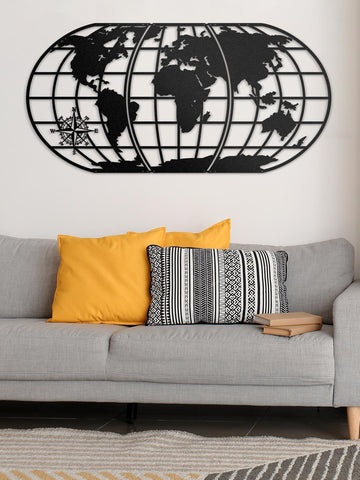Dünya Haritası Dekoratif Metal Duvar Tablosu - Metalium Concept