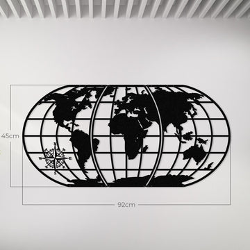 Dünya Haritası Dekoratif Metal Duvar Tablosu - Metalium Concept