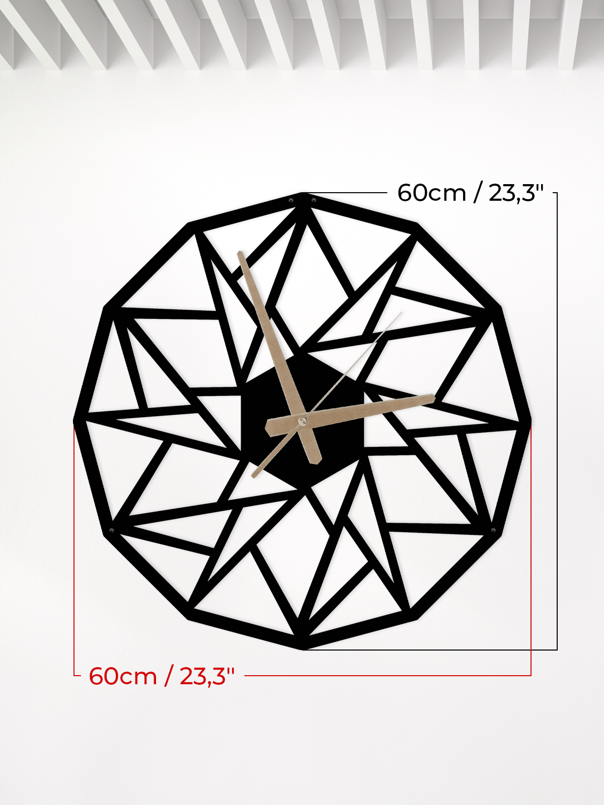 Modern Geometrik Rakamsız Dekoratif Metal Duvar Saati - Metalium Concept