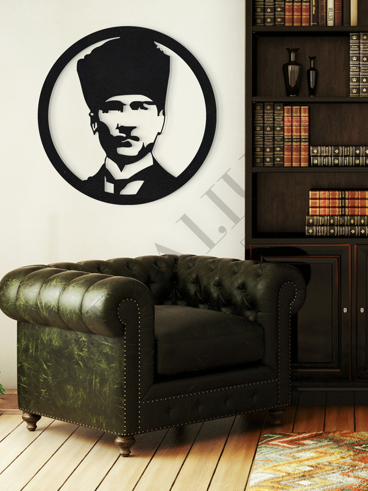 Dekoratif Metal Duvar Tablosu Atatürk Portresi 60x60cm