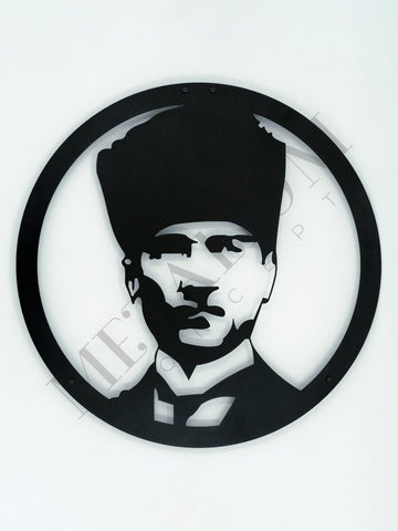 Dekoratif Metal Duvar Tablosu Atatürk Portresi Çap:45cm